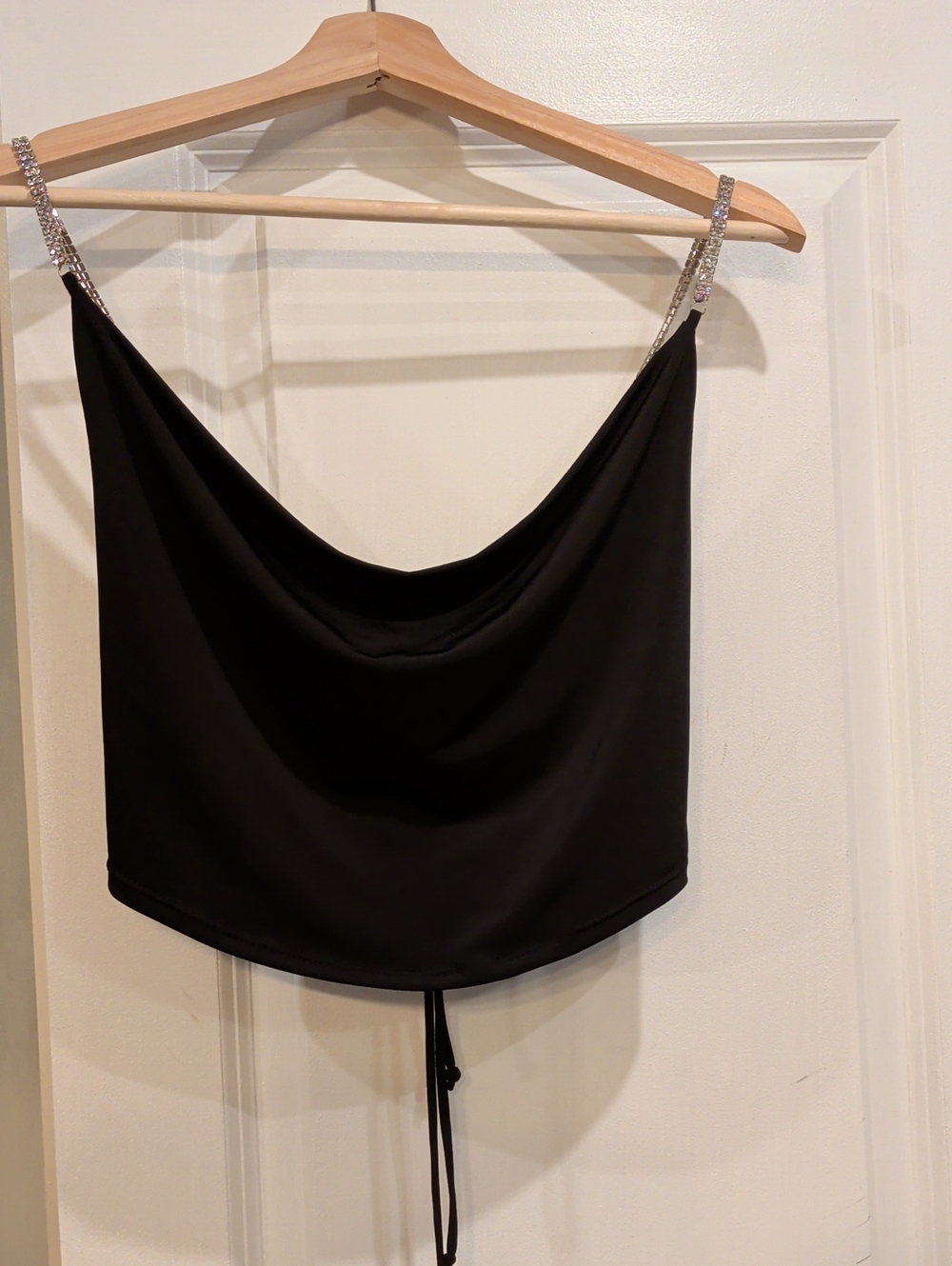 Windsor Going Out Top Black With Rhinestone Accent
